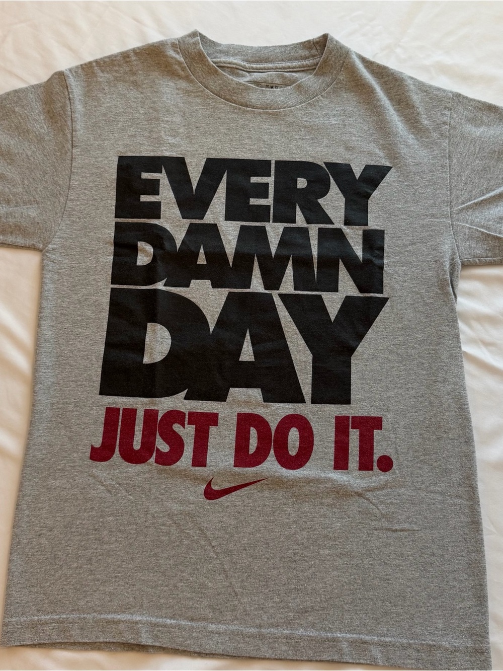 Nike Gray Short-Sleeve Tee with Black & Red Graphic